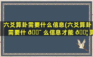 六爻算卦需要什么信息(六爻算卦需要什 🐯 么信息才能 🐦 算)